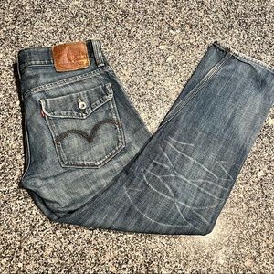 Levis 514 Slim Straight Mens Blue Jeans Flap Pocket Mens Size 32x30 Vintage